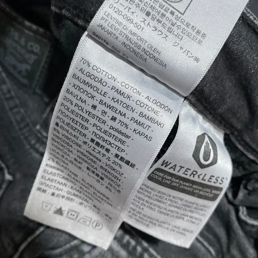 Levi's 721 Skinny Jeans Womens 30x28 Black Cotton Denim Workwear Travel Stretch